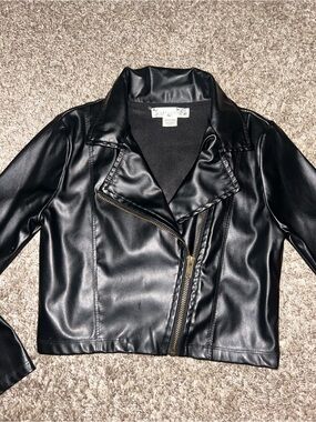 Knitworks Black Faux Leather Asymmetrical Jacket